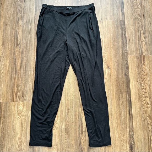 Eileen Fisher Washable Stretch Slim Ankle Pant Medium Black Pull On Viscose USA - Picture 1 of 8
